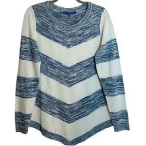 Apt. 9 Heather Blue & White Casual Crew Neck Striped Sweater sz Medium